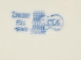 Zsolnay áttört dísz tál. Kézzel festett, jelzett (családi pecsétes), restaurált, d: 21,5 cm