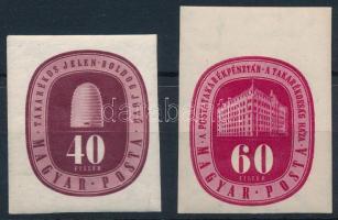 1947 Takarékosság vágott sor XI. vízjellel (60.000) / Mi 997-998 imperforate set with watermark XI.