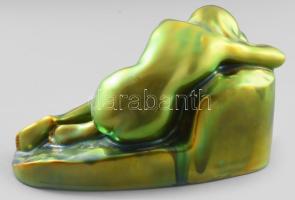 Liipola Yrjö, formatervező (1881 - 1971) Zsolnay: Kétségbeesés. Eozin mázas porcelánfajansz. Jelzett...