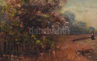 Jelzés nélkül: Hazafelé. Olaj, karton. Dekoratív, kissé sérült fakeretben. 24,5x34,5 cm