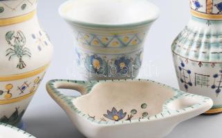 Gorka Iparművészeti Vállalat 5 darab tárgy. 4 darab hibátlan, egy vázán sérülés. Jelzett, m: 15,5 cm...