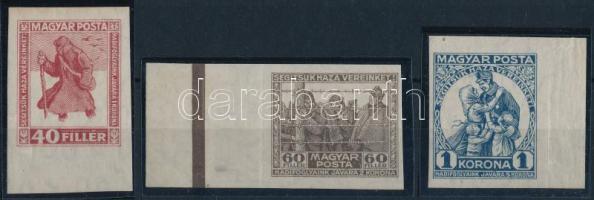1920 Hadifogoly vágott ívszéli sor (**40.000) (1K falcos) / Mi 312-314 imperforate margin set (1K hinged)