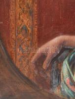 Knopp Imre (1867-1945): Női portré (Gombaszögi Ella?). Olaj, vászon, jelzett, hátoldalán régi kiállí...