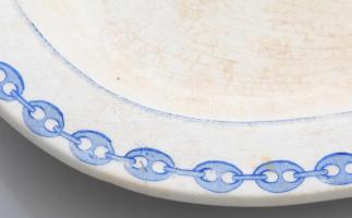 S.S. Belle of Dunkerque angol gőzhajóról származó fajansz tálaló tál. A hajó emblémájával. Máz alatt...