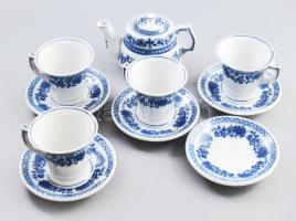 H&C Schlaggenwald antik 10 darabos kávéházi porcelán kávés szett. Jelzett, egyik fedőn csorbával.