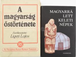 Magyarrá lett keleti népek. Szerk.: Szombathy Viktor és László Gyula. Bp., 1988, Panoráma. Kiadói egészvászon-kötés, kiadói papír védőborítóban. + A magyarság őstörténete. Szerk.: Ligeti Lajos. Bp., 1986, Akadémiai Kiadó. Reprint kiadás. Kiadói kartonált papírkötés, kissé kopott, foltos borítóval.