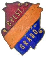 ~1920. "Bpest - Grádó" zománcozott jelvény, Budapest város színeivel (32x25mm) T:AU