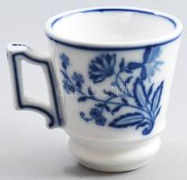 Antik máz alatti kobalt festésű vastag anyagú kávéházi csésze, sorszámozott, kopással, m:8 cm