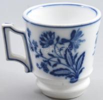 Antik máz alatti kobalt festésű vastag anyagú kávéházi csésze, sorszámozott, kopással, m:8 cm