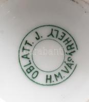 Antik Oblatt J(úlia) Hódmezővásárhely jelzett vastagüveg kávéházi bögre, kopással, m: 7,5 cm