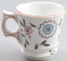 Antik vastag anyagú porcelán kávéházi csésze, jelzett, kis kopással, pattogzással, m: 7,5 cm