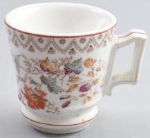 Antik vastag anyagú porcelán kávéházi csésze, jelzés nélkül, kis kopással, m: 6,5 cm