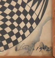 Olvashatatlan jelzéssel: Körkörös kompozíció, 1972. Tus, papír. Foltos Üvegezett fakeretben. 15x15 c...