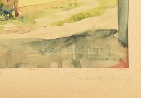 Horváth József (-): Szentendrei sárga házak. Akvarell, papír, jelzett, fakeretben, 16,5x23,5 cm