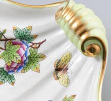 Herend Viktória mintás nagyméretű kagyló alakú kínáló. Jelzett, kézzel festett, hibátlan, 23x22 cm