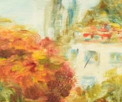 Basch jelzéssel: Őszi táj. Olaj, fa. Sérült. 25,5x35,5 cm. Fakeretben