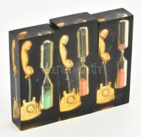 3 darab telefonos homokóra, h: 8,5 cm