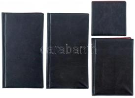 4db-os fekete műbőr berakóalbum tétel, két nagyobb, egy kisebb és egy zsebberakó méretű