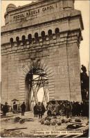 1917 Cernavoda, Cerna Voda, Csernavoda; Podul Regele Carol I., Eingang zur Brücke von Czernavoda / entry of the bridge, WWI German soldiers (EK)