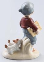 Fasold & Stauch kisfiú kutyával. Kézzel festett, jelzett, hibátlan 12 cm