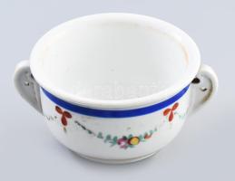 Kézzel festett antik porcelán komatál. Kézzel festett, jelzés nélkül, hibátlan d: 15 cm