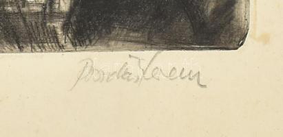 Bordás Ferenc (1911-1982): Táj. Rézkarc, papír, jelzett. Lap széle foltos. 24,5x29 cm