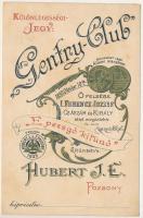Pozsony, Pressburg, Bratislava; Hubert J. E. pezsgő reklámja. Hátoldalon a Gentry-Club különlegesség...