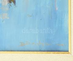 Olvashatatlan jelzéssel (Dimihjev?): Vízparti város. Olaj, farost. Dekoratív fakeretben. 37x27 cm