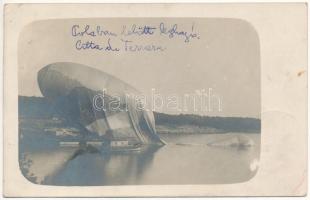 1915 A Pola felett lelőtt Citta di Jesi olasz léghajó maradványai, osztrák-magyar haditengerészet / K.u.K. Kriegsmarine / WWI Italian Citta di Jessi military balloon shot in Pula, Austro-Hungarian Navy. photo + K.U.K. MATROSENKORPS I. Seebataillonskommando (EK)