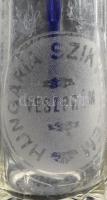 Hungária Szikvízüzem Veszprém szódásüveg, cca 1930/40, nem fejazonos, kopással, m: 30 cm
