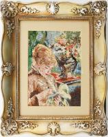 Dekoratív fakeret, szövetképpel. Belső méret: 24x18,2 cm