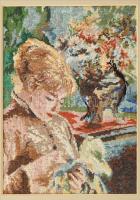 Dekoratív fakeret, szövetképpel. Belső méret: 24x18,2 cm