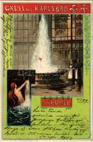 1899 (Vorläufer) Karlovy Vary, Karlsbad; Sprudel. V. Brünn Art Nouveau litho (fl)