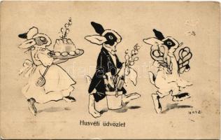 Húsvéti üdvözlet / Easter greeting art postcard. B.K.W.I. 4683-3. s: Hatz (fa)