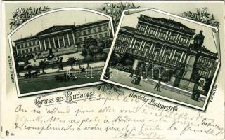 1900 Budapest, Nemzeti Múzeum, Akadémia. Art Nouveau, floral, litho (EK)