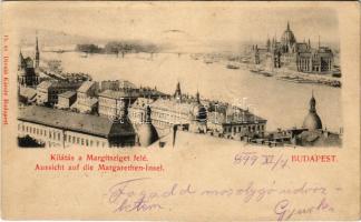 1899 (Vorläufer) Budapest I. Kilátás a Margitsziget felé. Divald Károly 15. sz. (vágott / cut)