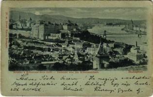 1899 (Vorläufer) Budapest I. Kilátás a Krisztinaváros felől, Királyi vár, Lánchíd, Tabán. Divald Károly 28. sz. (kopott sarkak / worn corners)