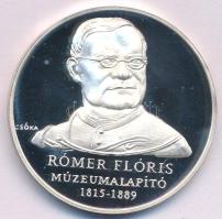 Csóka Zsuzsa (1962-) 2009. "Rómer Flóris Múzeumalapító 1815 - 1889 / A MÉE 39. Vándorgyűlése - Győr - Győri csata 1809. VI. 14. - 2009. VIII. 8-9" peremen jelzett Ag emlékérem kapszulában (33,22g/0.925/42,5mm) T:PP karc Adamo GR7