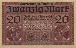 Német Birodalom / Császárság 1918. 20M (2x) egymás utáni sorszámokkal T:II+ (egyszer hajtva, törve nem)