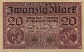 Német Birodalom / Császárság 1918. 20M (2x) egymás utáni sorszámokkal T:II+ (egyszer hajtva, törve n...