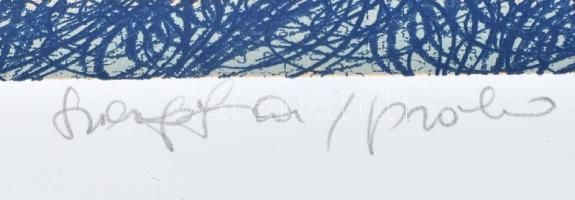 Végvári Beatrix (1958-): Mielőtt elévül. Szitanyomat, papír, jelzett, próbanyomat. 47×47 cm