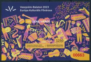 2023 Veszprém-Balaton Európa kulturális fővárosa vágott blokk piros sorszámmal