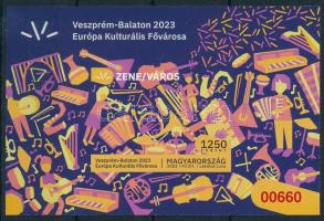 2023 Veszprém-Balaton Európa kulturális fővárosa vágott blokk piros sorszámmal