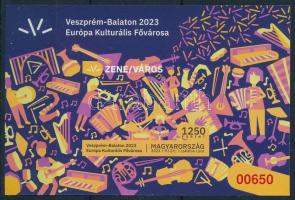 2023 Veszprém-Balaton Európa kulturális fővárosa vágott blokk piros sorszámmal