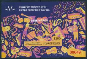 2023 Veszprém-Balaton Európa kulturális fővárosa vágott blokk piros sorszámmal