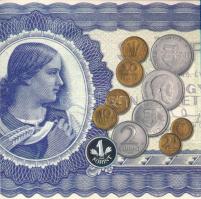 2006. 1Ft-100Ft (7xklf) forgalmi sor szettben + 1946. 1Ft Ag "Hatvanéves a Forint" utánver...