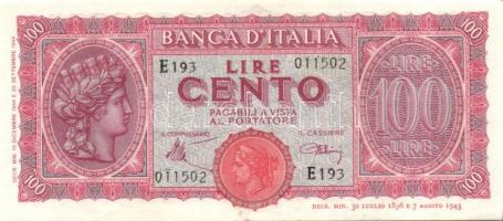 Olaszország/Átmeneti kormány 1944. 100L  T:II+ Csak egyszer hajtva!