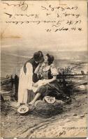 1901 Romantic couple, kissing. Fec. Ch. Scolik, Wien (fl)