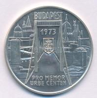 Csucs Viktória (1934-) 1973. "Pest - Buda - Óbuda - 1873 / Budapest 1973 - Pro memor urbe centen" jelzetlen Ag emlékérem (25,19g/0.800/42,5mm) T:AU