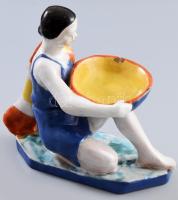 Endrő Margit (1899-1986): Art deco nő figurális ékszertartó. Jelzett, kis sérülésekkel, 19x21 cm